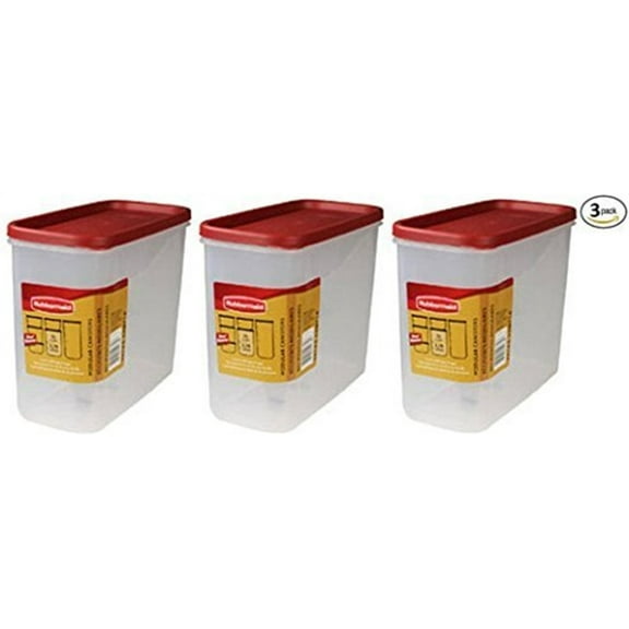 Rubbermaid 10-cup Dry Food Container Plastic With Red Cover (Pack of 3)