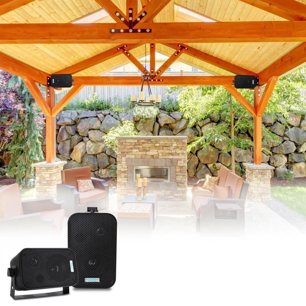 Dual Waterproof Outdoor Speaker System - 3.5 Inch Pair of Weatherproof Wall/Ceiling Mounted Speakers w/Heavy Duty Grill, Universal Mount - for Use in The Pool, Patio, Indoor - Pyle PDWR30B