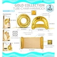 thumbnail image 2 of POZA Inflatable Gold Pool Floats Seating Bundle - Premium Luxurious Loungers Filled With Sparkle Gold Confetti, 36" Tube, 48" Pool Chair, and 56" Water Hammock Set - 3 Pieces Pack, 2 of 7