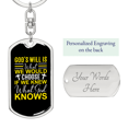 thumbnail image 2 of We Choose God'S Will Stainless Steel or 18k Gold Premium Swivel Dog Tag Keychain, 2 of 10