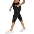 thumbnail image 3 of Capreze Womens Hiking Cropped Pant Workout Joggers Activewear Capris Elastic Waist Running Training Sweatpants with Pocket, 3 of 4