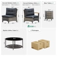 thumbnail image 5 of MEISSALIVVE 6-Piece Half-Moon Curved Outdoor Patio Furniture Set, Sectional Conversation Sofa with Wood Armrests, Coffee & Side Tables for Backyard Deck Garden, Gray, 5 of 9