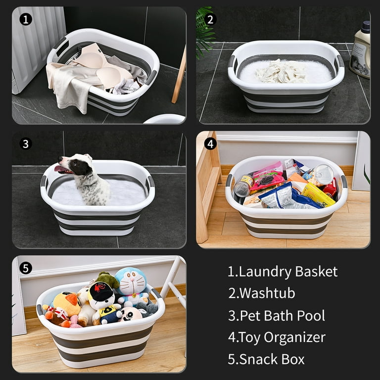 Homeika 42L (11 Gallon) Collapsible Plastic Laundry Basket - Foldable Pop Up Storage Container/Organizer - Portable Washing Tub - Space Saving Hamper/