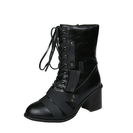 

Tenmix Women Non-slip Winter Shoes Walking Slip Resistant Round Toe Casual Chelsea Booties Black 5.5