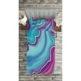 thumbnail image 3 of Ambesonne Marble Print Quilted Bedspread Set 2 Pcs, Liquid Wavy Aqua Rock, Twin Size, Aqua Pink, 3 of 3