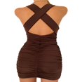 thumbnail image 4 of Women‘s Summer Halter Deep V-Neck Hollow Out Bodycon Club Mini Dress, 4 of 6