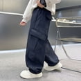 thumbnail image 3 of LILIYA Boys Cargo Pants Straight Leg Casual Trousers For Big Kids Loose Fit Comfortable Long Wide Style, 3 of 3