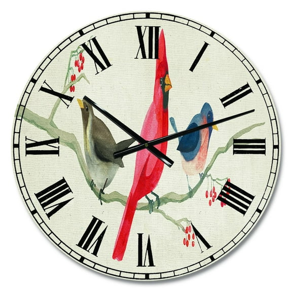 Designart Oversized Green Analog Round Farmhouse Modern Wall Clocks, CLM30638-C23