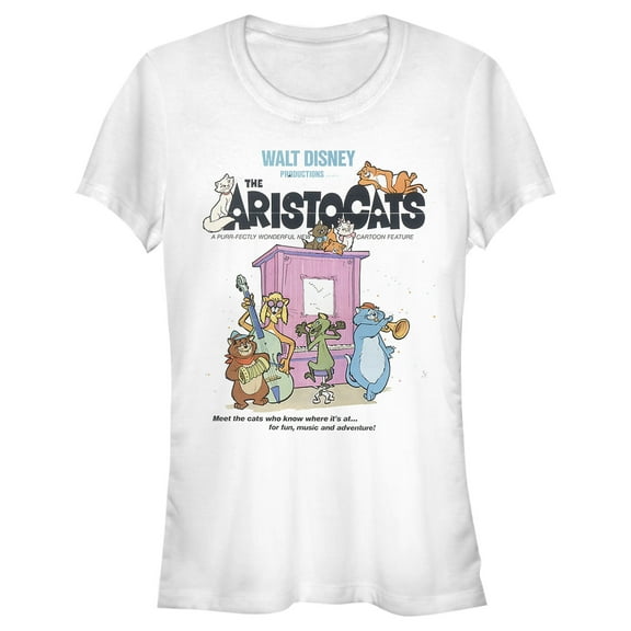 Junior's Aristocats Movie Poster Meet The Cats Graphic Tee White X Large