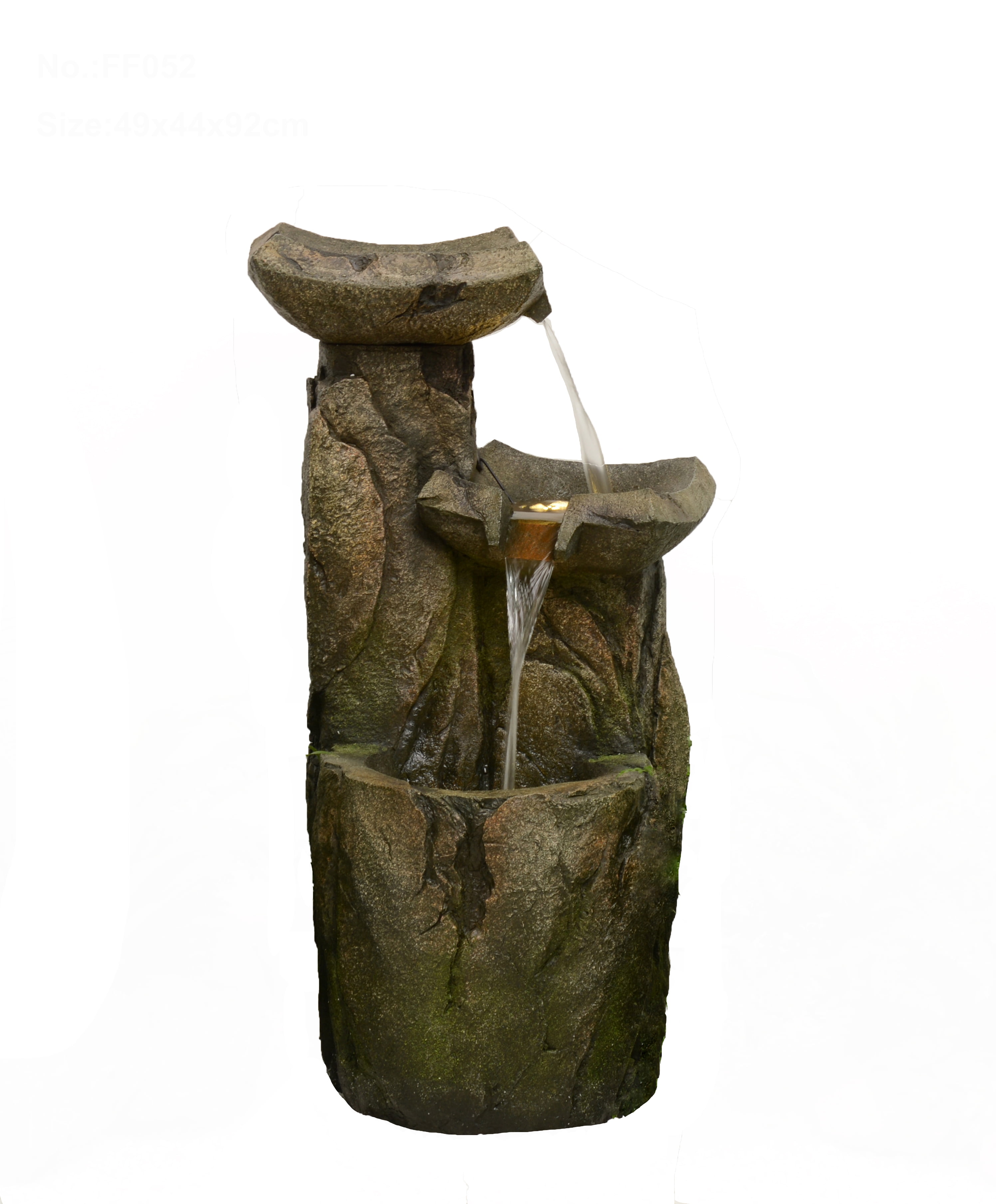 CASCADING FOUNTAIN WITH 3 WARM WHITE LED LIGHTS