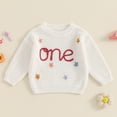 thumbnail image 2 of BemeyourBBs Baby Girl First Birthday Outfit One Embroidery Sweater Pullover Oversized Knit 1st Birthday Winter Cute Clothes, 2 of 7
