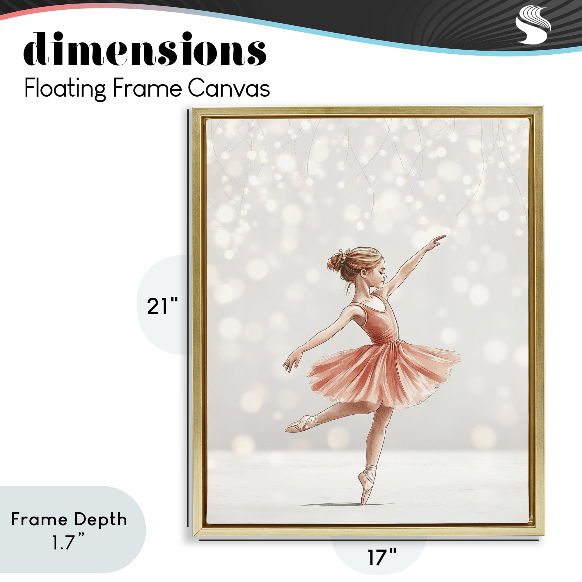 Stupell Industries Dancing In The Light Gold Framed Floater Canvas Wall Art, design by Christine Simpson Art