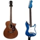 thumbnail image 3 of Ganchos de pared de metal con forma de guitarra, paquete de 2, para bajos, guitarras acústicas y ukeleles, color negro, 3 of 6