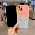 thumbnail image 4 of Magnetic for iPhone 15 Plus Case, Compatible with MagSafe, Full Camera Lens Film Protection Cute Gradient Color Silicone Shockproof Matte Cover for Women & Men (iPhone 15 Plus,Pink Blue), 4 of 16