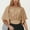 Khaki, variant on Olyvenn Stylish Women's Short Bell Sleeve Tie Back Solid Crop Blouse Shirt Crop Tops Workout Tops Summer Fashion Basic Tees Pink M