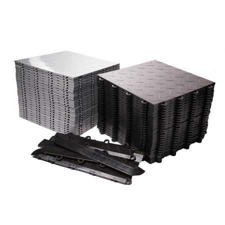 FlooringInc Diamond Nitro Motorcycle Mats, 5'x10', Black & Artic White