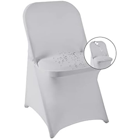 12 Pack Silver Spandex Folding Waterproof Chair Cover, Stretch Chair Cover Protector for Wedding, Party, Dining Banquet and Other Special Events