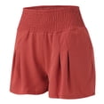 thumbnail image 2 of Vedolay Women's Summer High Elastic Waist Solid Color Lightweight Shorts,Red L, 2 of 5