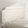 thumbnail image 3 of Queen Size Cream Color Bed Frame Upholstered Low Profile Traditional Platform with Tufted and Nail Headboard, 3 of 9
