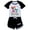 Black, variant on Girls' short sleeved set Super Kitties, children's girls' short sleeved T-shirt shorts sports set, game cartoon fashion casual set, suitable for children aged 3-10
