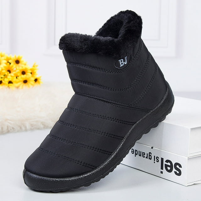 Botas de nieve con cremallera impermeables y antideslizantes para mujer de otoño e invierno