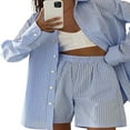 thumbnail image 1 of AMERTEER Femmes Col Rabattu Chemise à Manches Longues Short Taille Haute Survêtements, 1 of 6