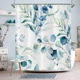 thumbnail image 2 of Blue Eucalyptus Leaf Long Shower Curtain, Blue Botanical Watercolor Plants Bathroom Curtain Bathtub Home Decor Waterproof Fabric Machine Washable with 12 PCS Hooks,72" Wx84 L, 2 of 6