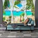 thumbnail image 3 of Tapiz de decoración de playa, vista de palmeras, isla tropical oceánica, balcón, paisaje tropical de verano, tapiz de naturaleza para colgar en la pared, dormitorio, sala de estar y dormitorio., 3 of 5