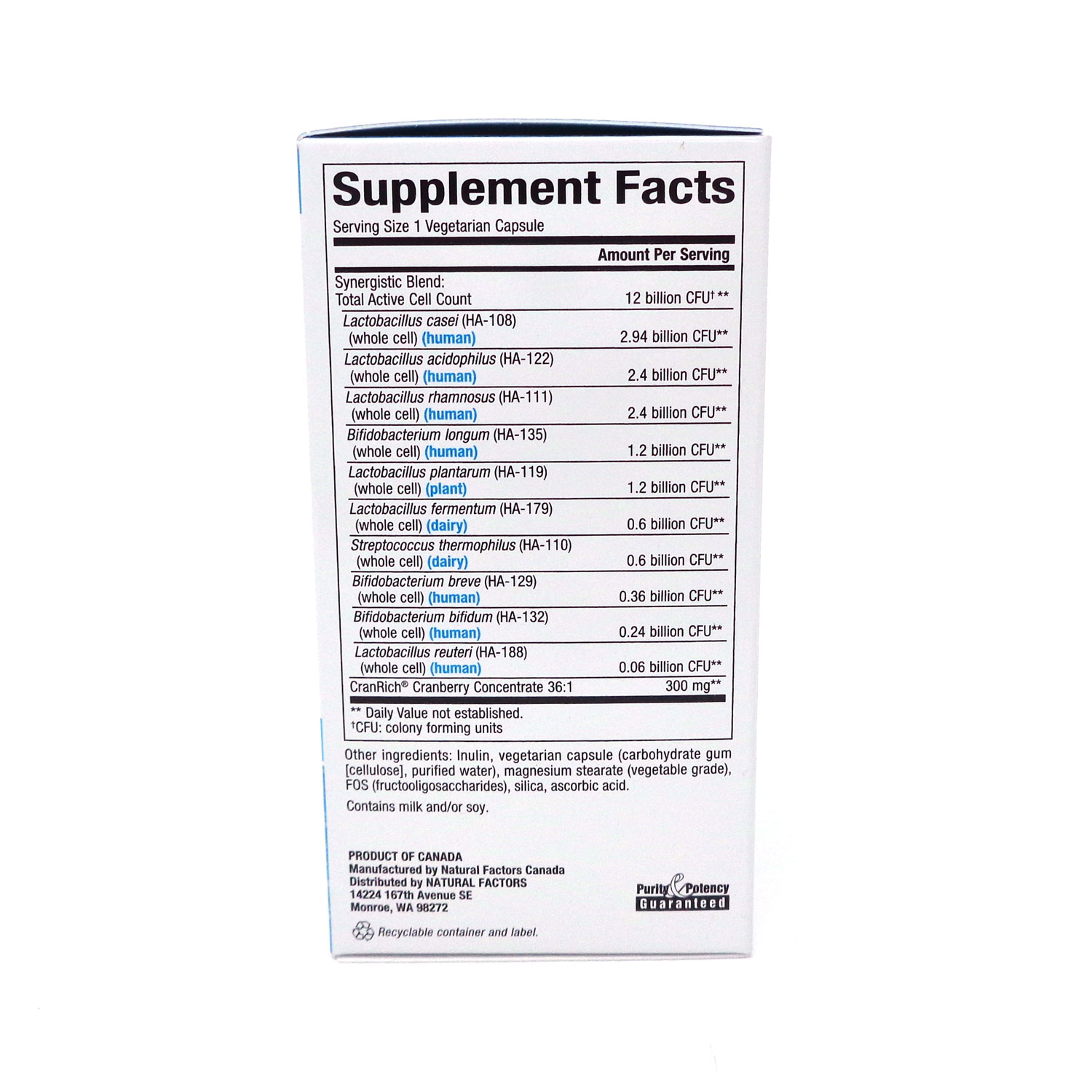 Natural Factors Ultimate Probiotic Women's 4-in-1 Formula for Digestive, Vaginal, Urinary & Immune Support, 10 Strains+Cranberry Extract, 12 Billion CFU, 60 Capsules