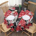 thumbnail image 3 of Red Mushroom Line Black Pattern Round Tablecloth 60"x60",Wrinkle Wipeable Table Cloth for Kitchen Dining Room Picnic Patio Party, 3 of 6