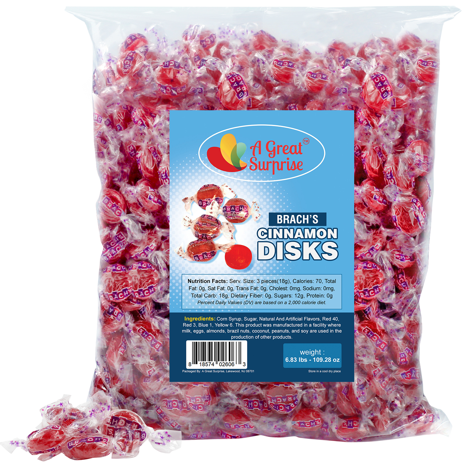 Cinnamon Hard Candy Individually Wrapped Cinnamon Discs Christmas