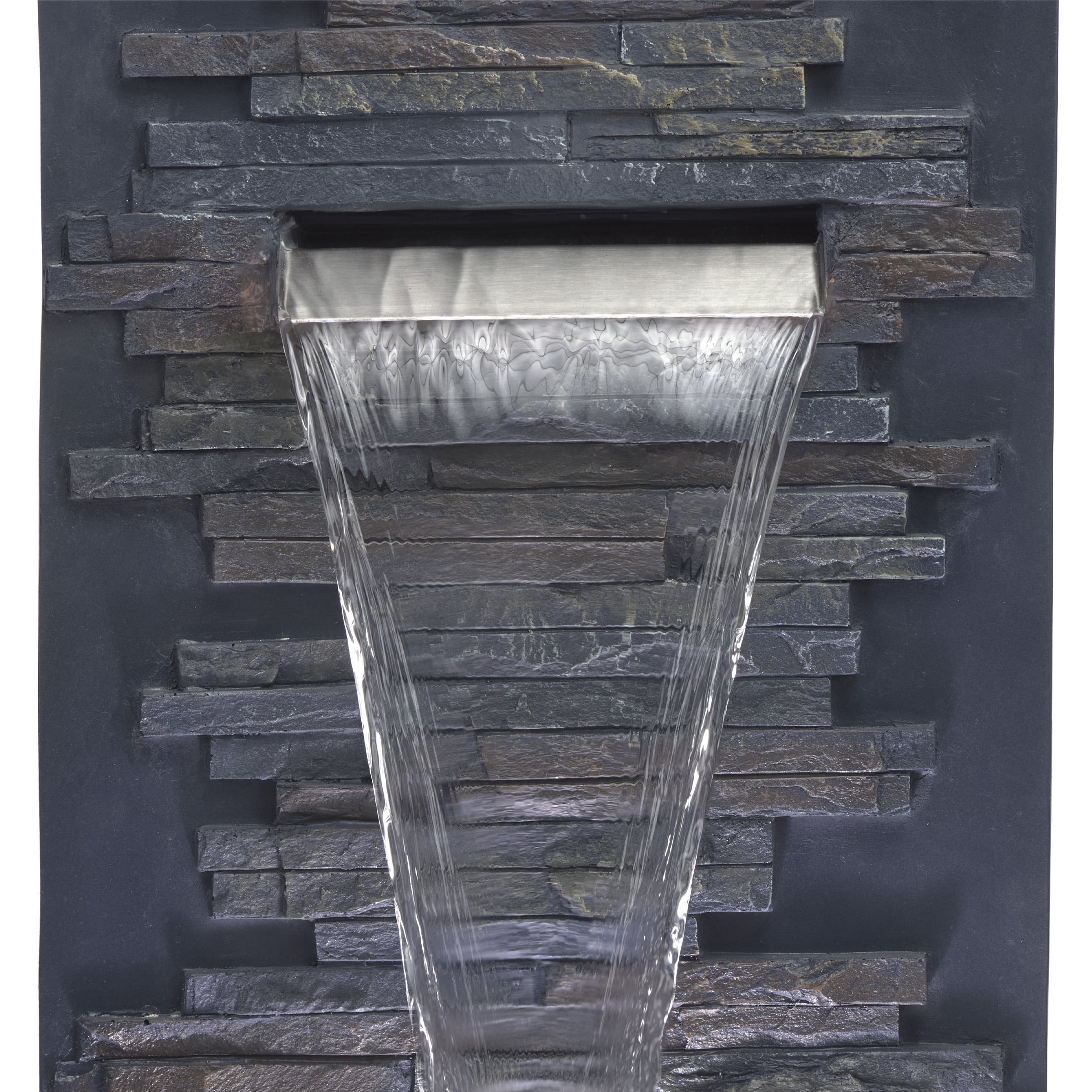 Alpine Corporation 32" Tall Cascading Stone Wall Fountain Decoration with LED Lights
