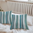 thumbnail image 4 of Vintage Stripes Outdoor Pillow Covers Set of 2 Black Blue Green Striped Abstract Lines Waterproof Throw Pillow Case Decorative Square Cushion Cover for Patio Couch Garden Balcony, 18"x18", 4 of 9