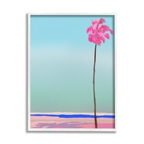 Stupell Industries Pink & Blue Beach Palm Nature Painting White Framed Art Print Wall Art, 24 x 30