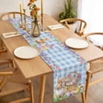 thumbnail image 3 of Easter Bunny Table Runner - 36 Inch Long, Kitchen Dining Table Runner Dresser Scarves, Spring Easter Eggs Floral Blue Check Farmhouse Decor for Coffee Tables Wedding Party Banquet, 3 of 8