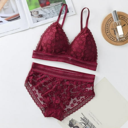 

Promotion！Women s Bra and Panty Set Floral Lace Two Piece Bralette Lingerie Set