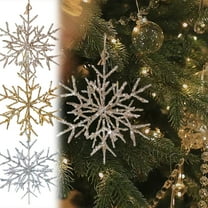 Wrought Iron 3D Champagne Snowflake Christmas Tree Ornament | Silver & Beige Holiday Decor | Glitter Snowflake Pendant for Tree & Wreaths | 12.5x10cm Decorative Hanging Ornament