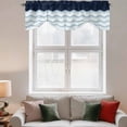 thumbnail image 2 of Blue Chevron Tie Up Valance Curtains for Windows, Kitchen Curtains Window Treatments, Geometric Black Print Wavy Striped White Short Window Shades Valances for Bedroom Bathroom Cafe 54"x18", 2 of 8