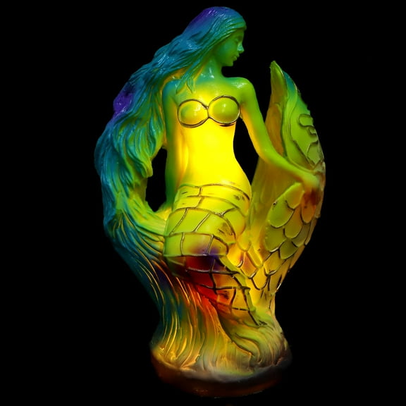 OUNONA Mermaid Table Lamp Resin Modern LED Bedside Lamp for Bedroom Home Decor Night Light