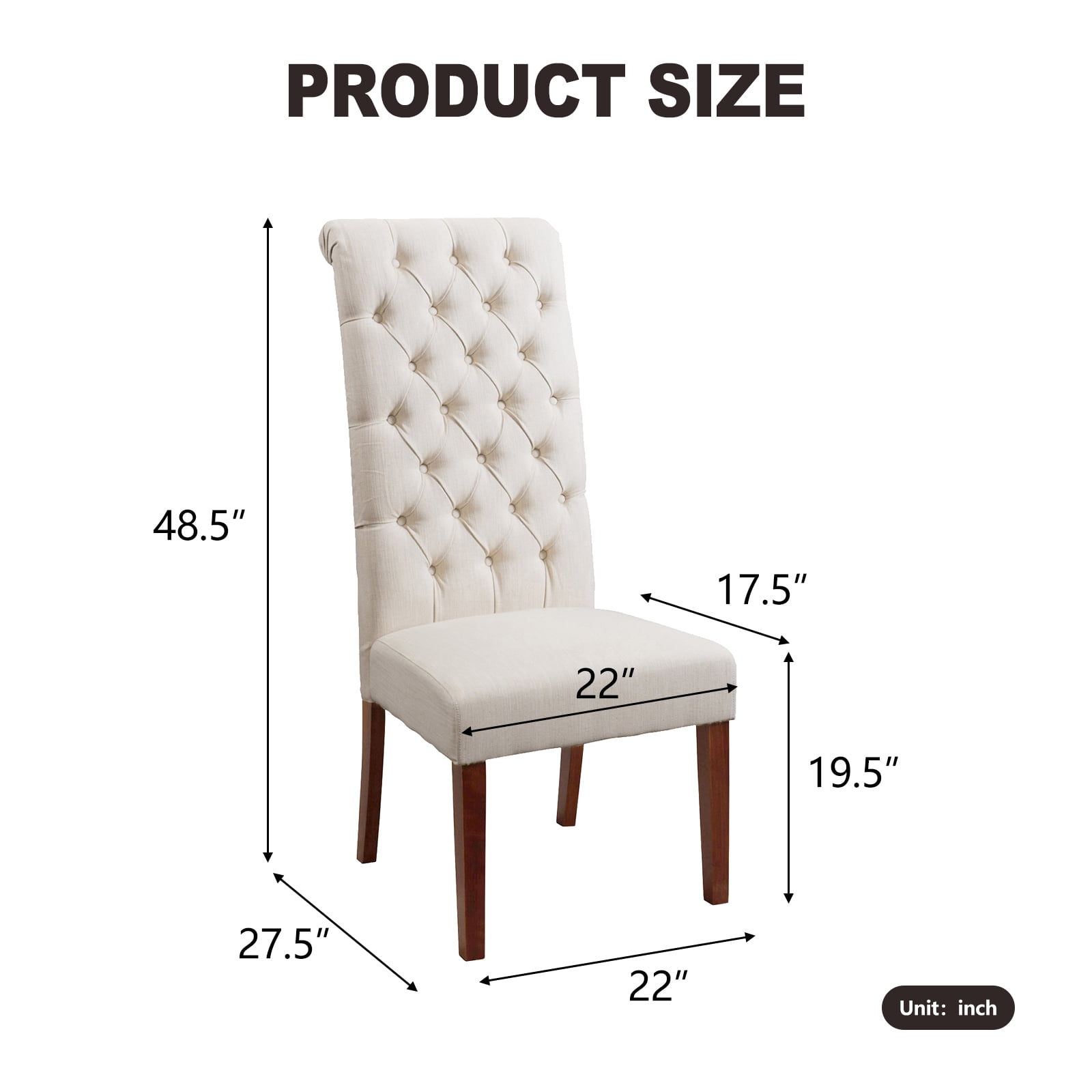 Kadyn Contemporary Fabric High Back Dining Chairs Set of 2, Upholstered Kitchen Side Chair for Dining Room, Modern Dinner Chairs with Wood Legs, Natural Kadyn Contemporary Fabric High Back Dining Chairs Set of 2, Upholstered Kitchen Side Chair for Dining Room, Modern Dinner Chairs with Wood Legs, Natural