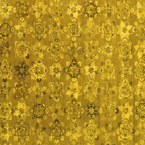 Ahgly Company Indoor Square Abstract Yellow Contemporary Area Rugs, 5' Square
