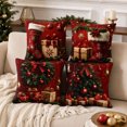 thumbnail image 5 of Sahpxhe Christmas Throw Pillow Cover 18X18 Set Of 4 Stocking Wreath Gift Boxes Pattern Soft Cushion Covers for Sofa Couch Home Decor, 5 of 7