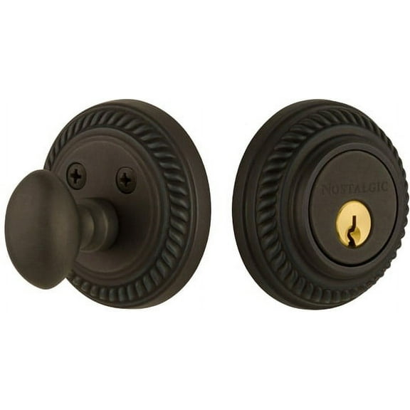 Nostalgic Warehouse Roprop_1Cyl_234_Na Rope Solid Brass Single Cylinder Deadbolt - Bronze