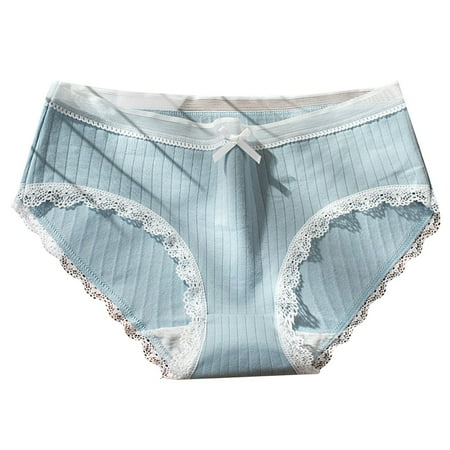 OJSFQUFP Women s Briefs Underwear Cotton High Waist Control Panties Ladies Panty High Elasticity Thread Underwear for Women Color Block Cute Lace Underwear Sky Blue XL