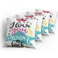 thumbnail image 5 of Ambesonne I Love You Throw Pillow Cover 4 Pack, Lifestyle Words Partners, 20", Multicolor, 5 of 7