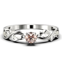 Art Nouvea Vintage Twisted Salt And Pepper 0.50 Carat Round Cut Morganite And Diamond Moissanite Engagement Ring, Antique Design Wedding Ring in10k Solid White Gold, Promise Ring, Anniversary Ring