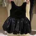 thumbnail image 2 of Vestido sin mangas y espalda descubierta negro para niñas, falda con capullos de flores para niñas pequeñas, falda de princesa con chaleco de verano, 2 of 5
