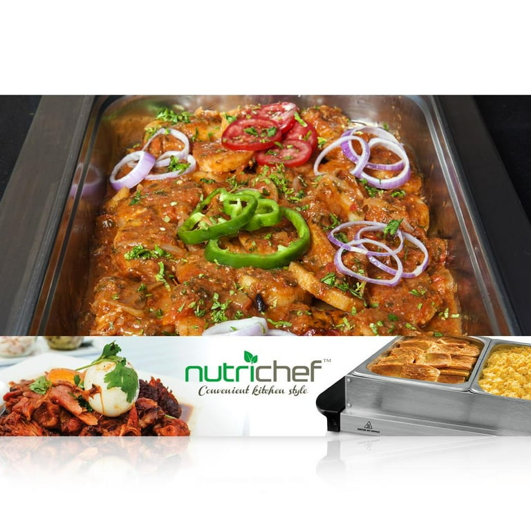 Nutrichef Electric 3 Tray Buffet Server Hot Plate Food Warmer