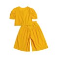 thumbnail image 4 of Kmbangi Kids Suit Set Solid Color Round Neck Short Sleeve Tops+ Culotte, 4 of 10