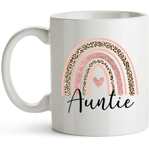 YouNique Designs Auntie Mug, 11 Ounces, Aunt Coffee Mug from Niece and Nephew, Aunt Mug, Auntie Cup, Best Aunt Coffee Mug, Best Aunt Ever Gifts (Black Handle)